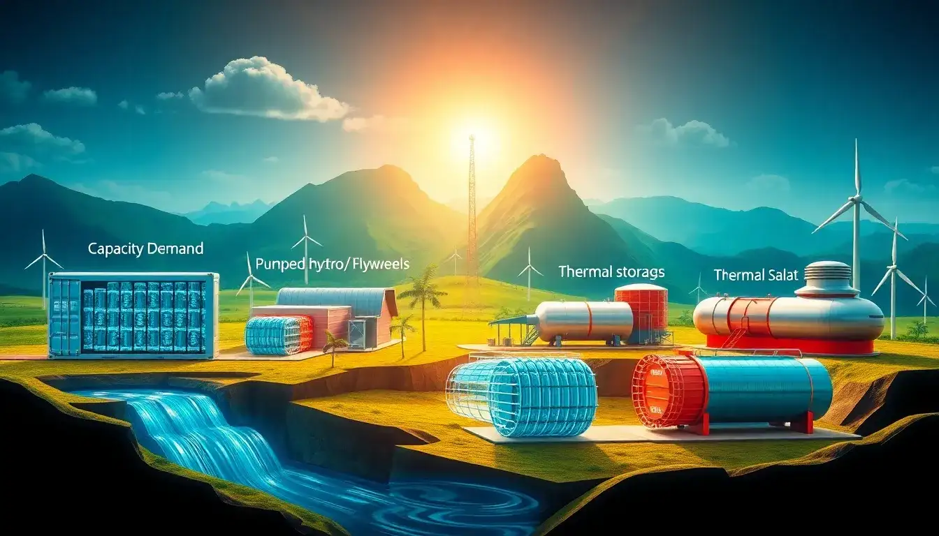 How does the capacity requirement for battery storage technology compare to other energy storage solutions