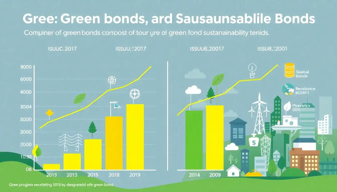 How do green bonds compare to other sustainable bond types in terms of issuance