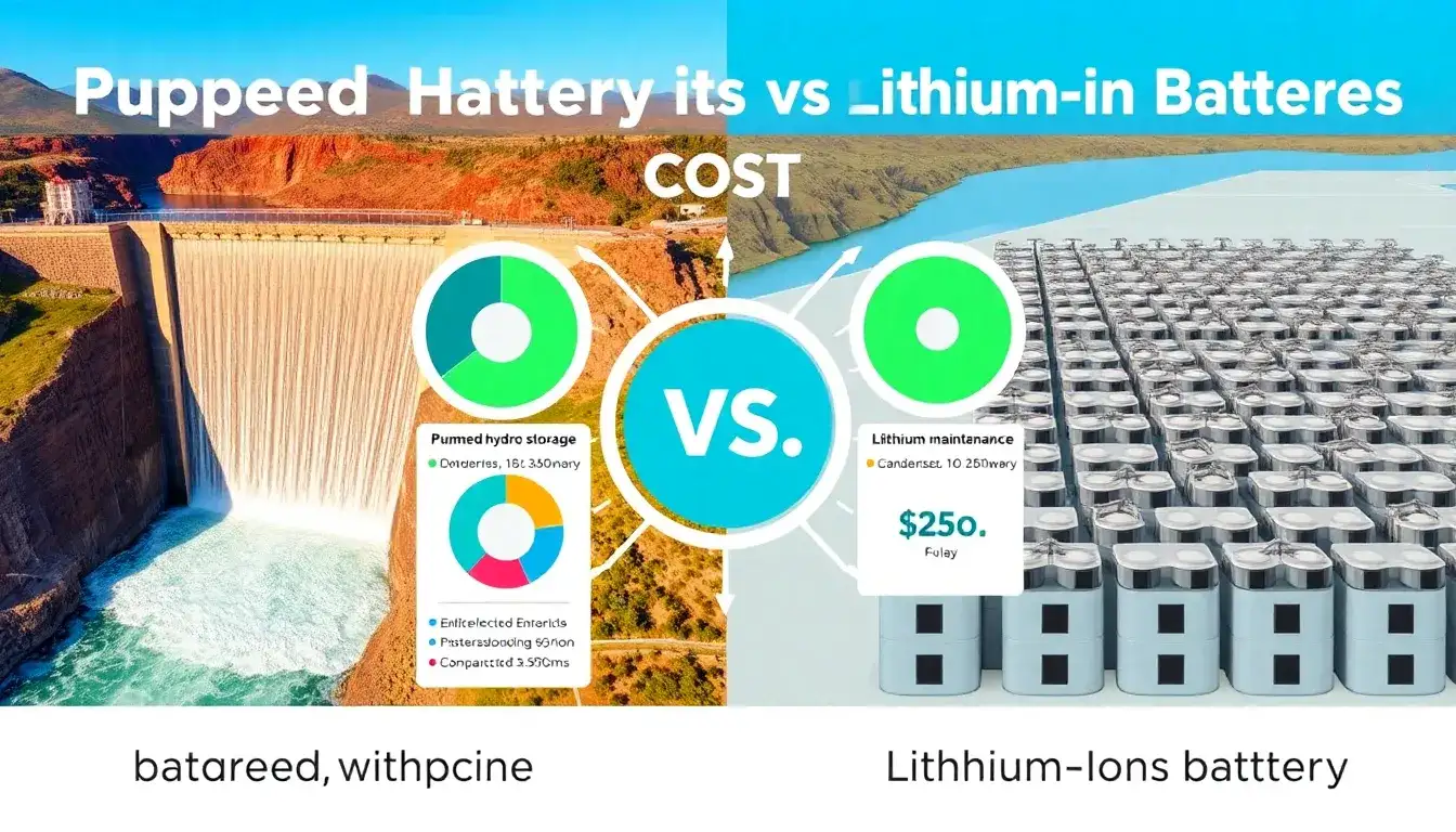How does the cost of pumped hydro storage compare to lithium-ion batteries