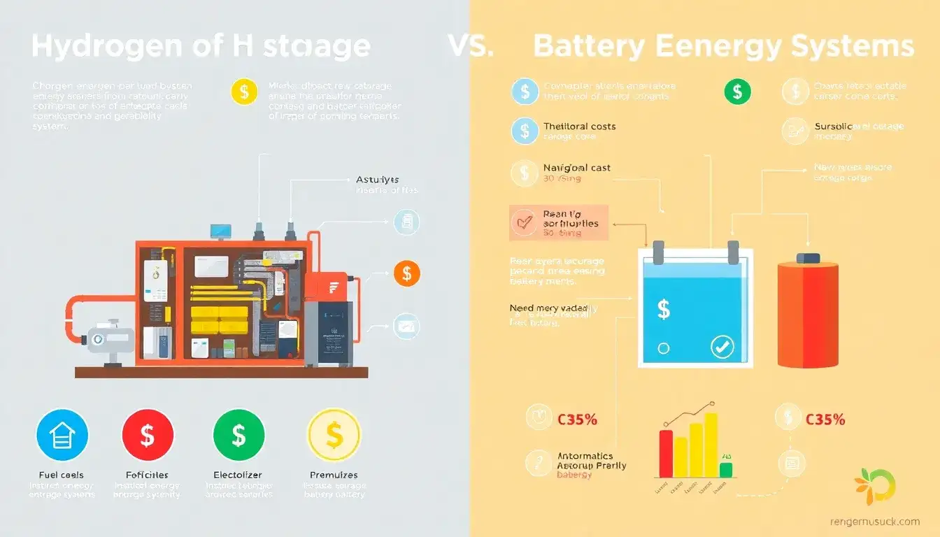 How do the costs of hydrogen energy storage systems compare to those of battery energy storage systems