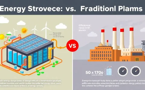 How do energy storage systems compare to traditional power plants in terms of efficiency