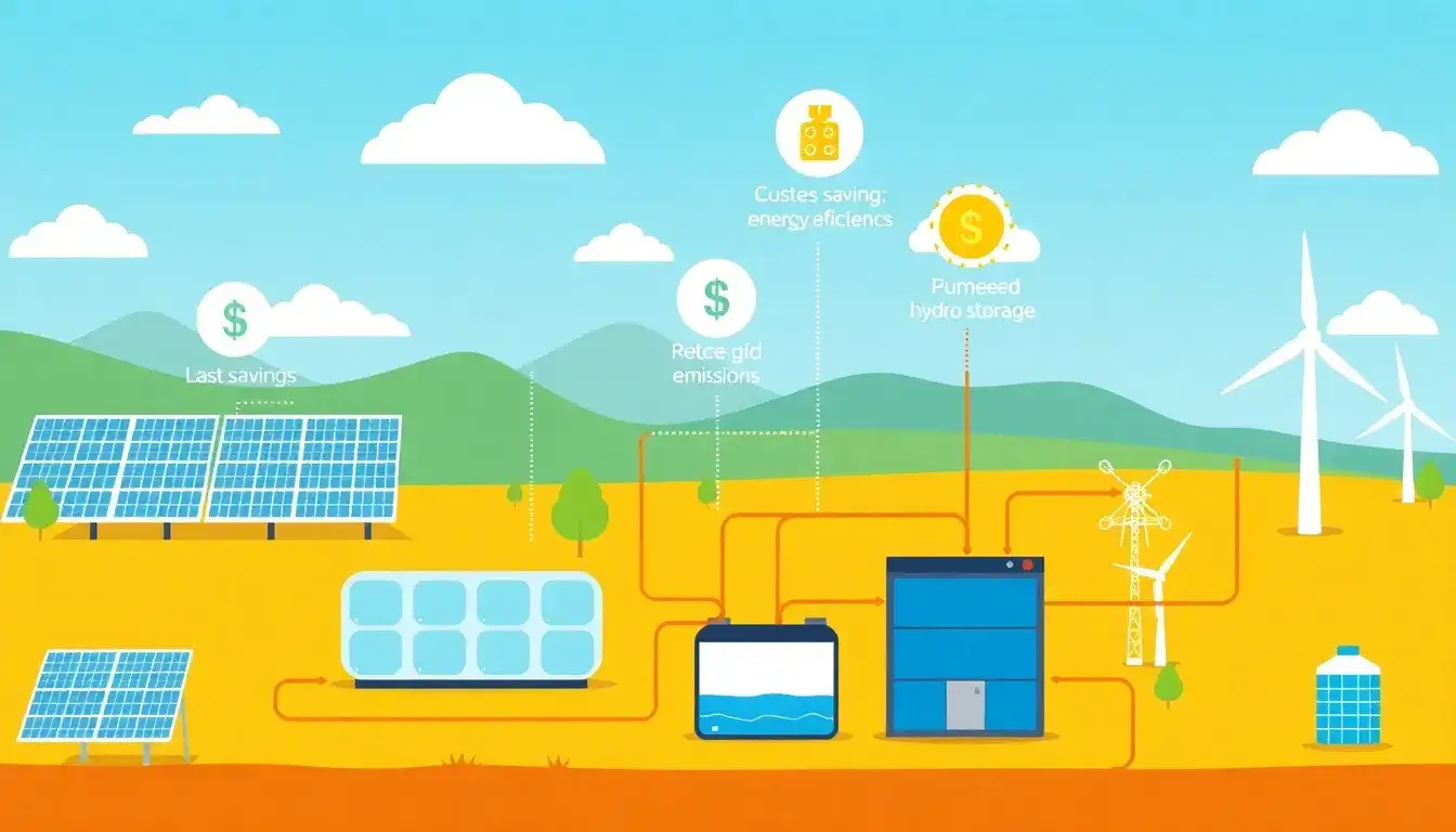 What are the economic benefits of using energy storage with solar and wind power