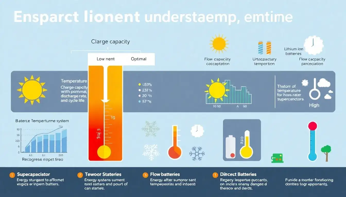 What role does temperature play in the performance and lifespan of energy storage systems
