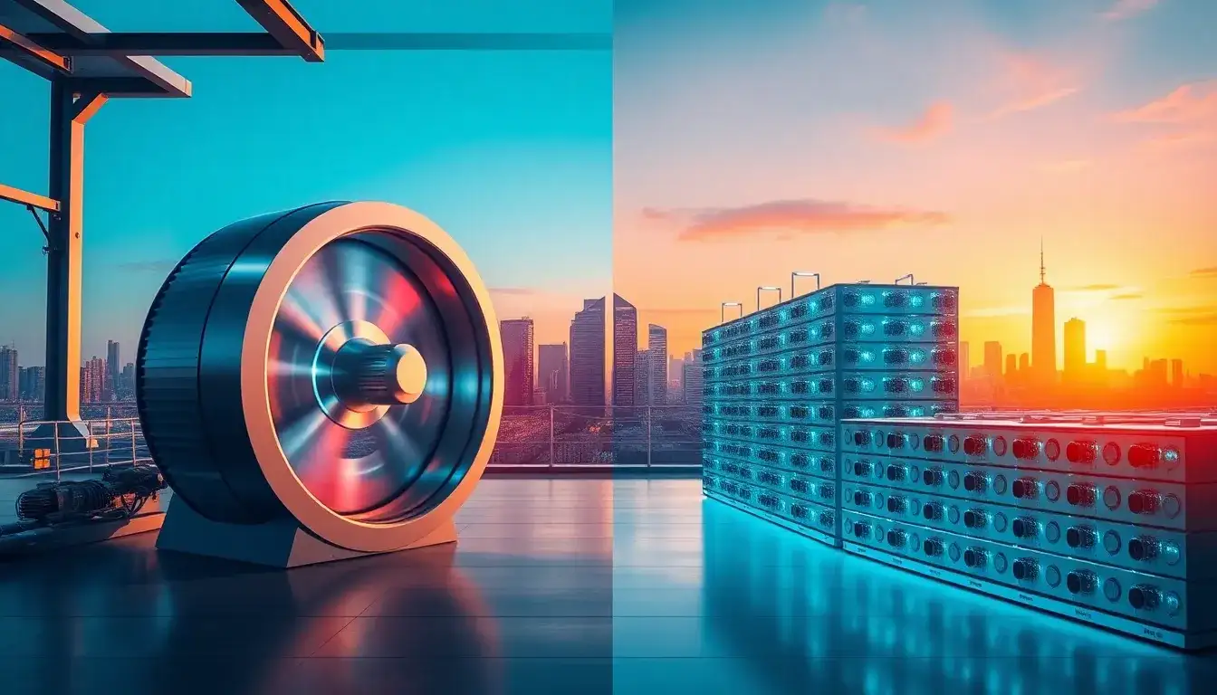 How do flywheels compare to batteries in terms of energy storage