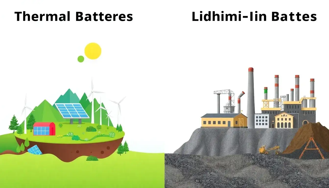 What are the environmental impacts of thermal batteries versus lithium-ion batteries
