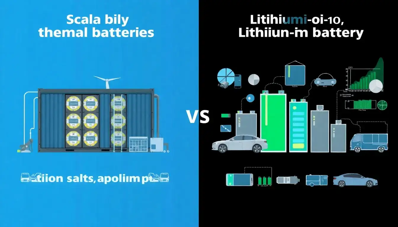 How does the scalability of thermal batteries compare to lithium-ion batteries