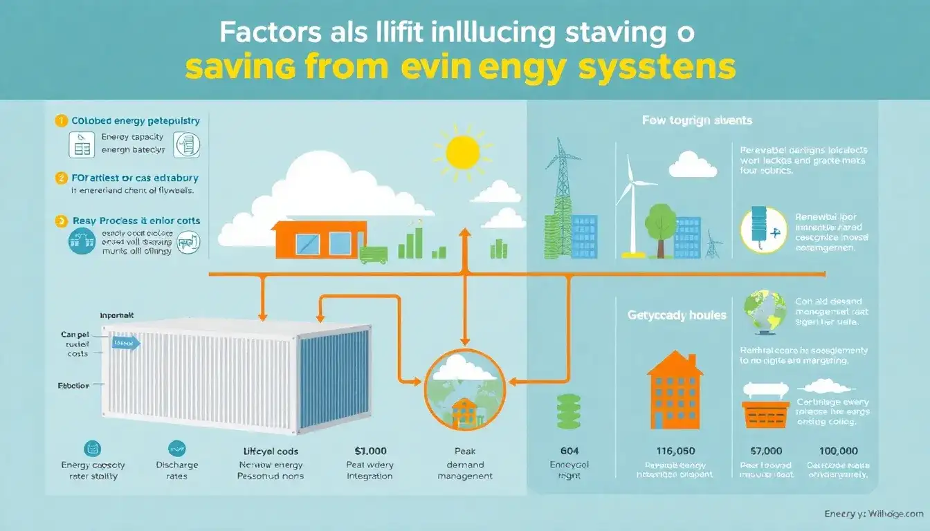 What factors influence the savings from energy storage systems