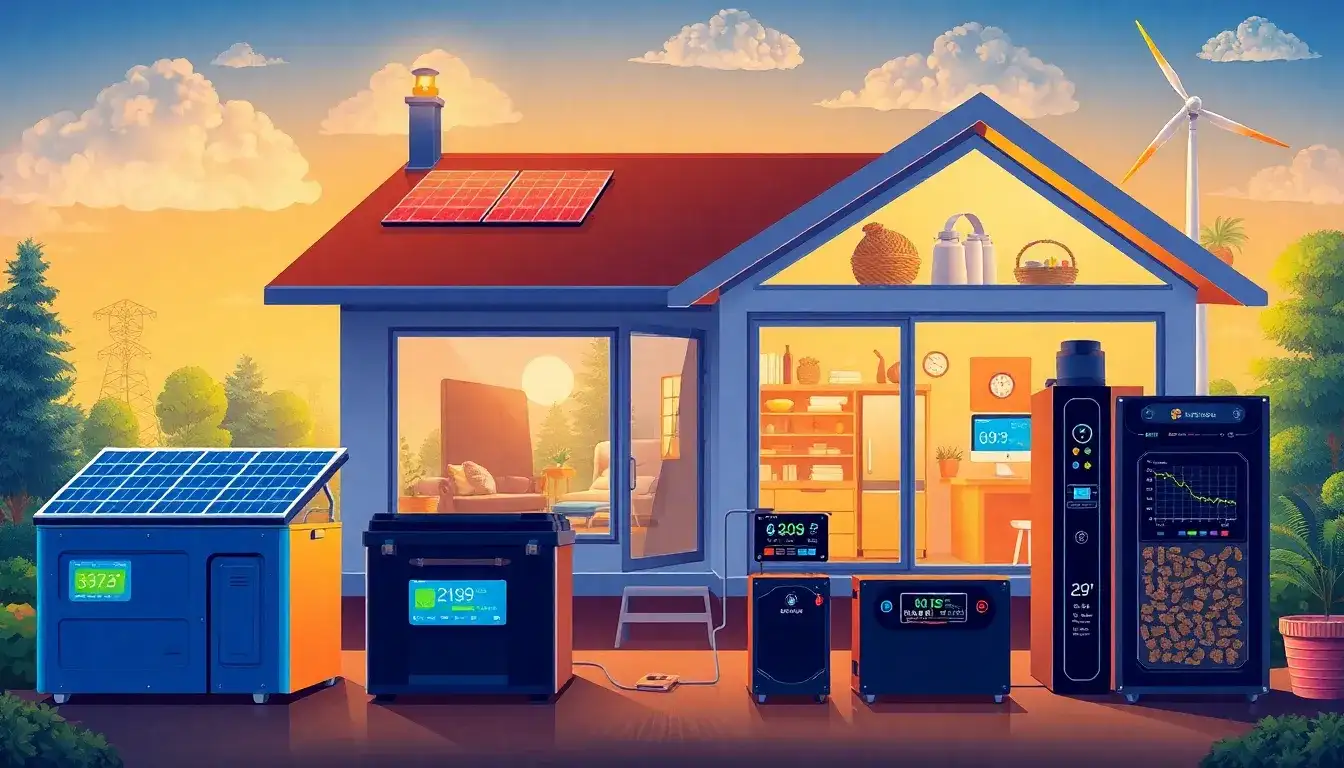 What types of energy storage systems are most popular for homes