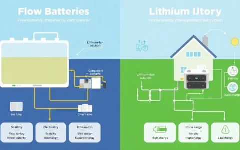 What are the key differences between flow batteries and lithium-ion batteries for residential use