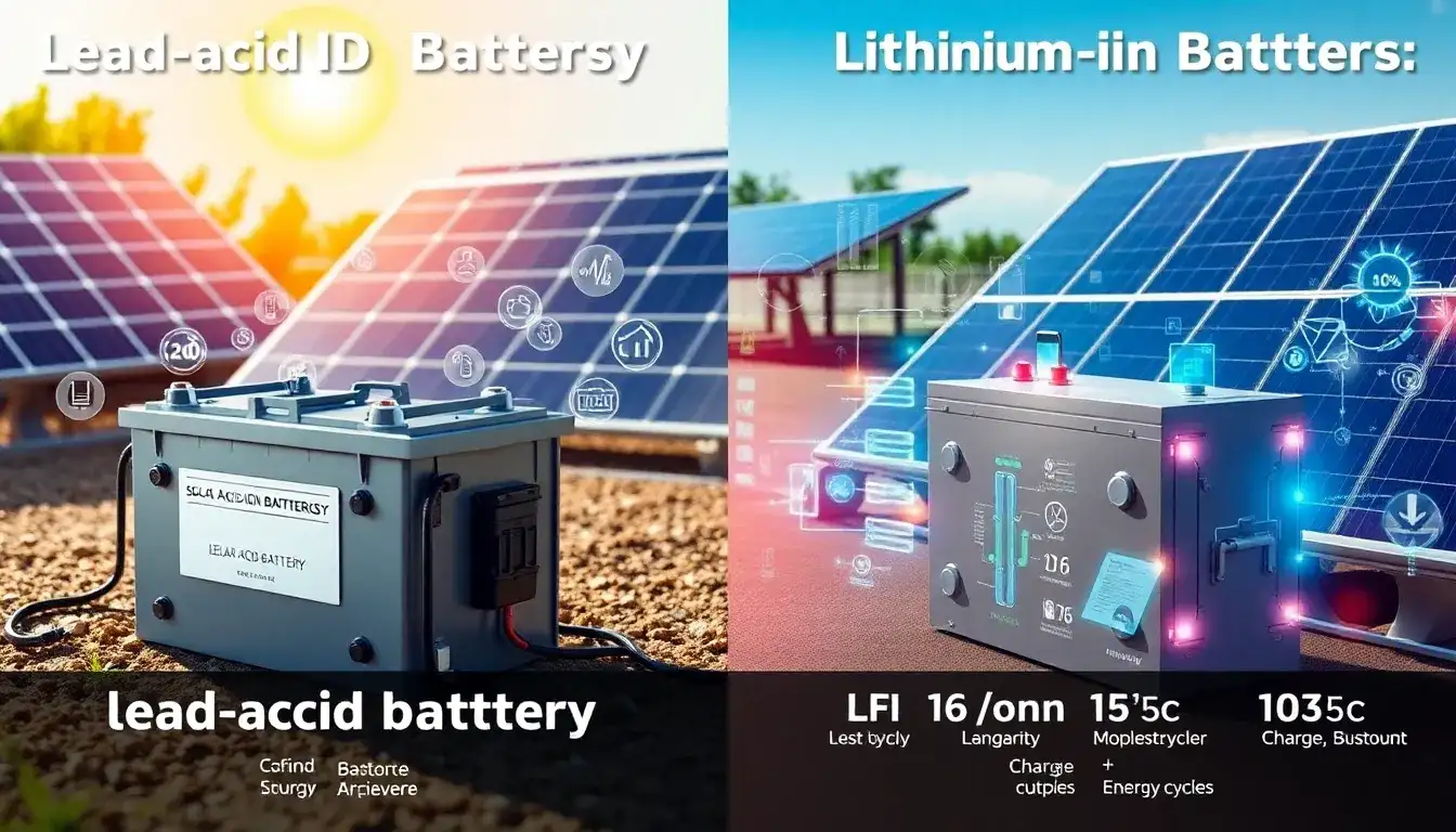 How effective are lead-acid batteries compared to lithium-ion batteries for storing solar energy