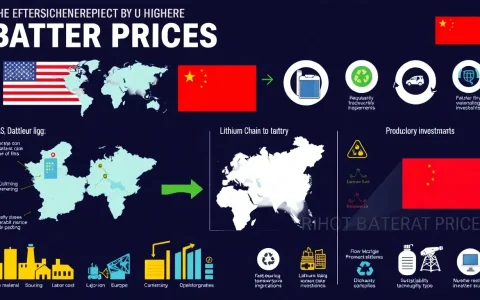What factors contribute to the higher battery prices in the US and Europe compared to China