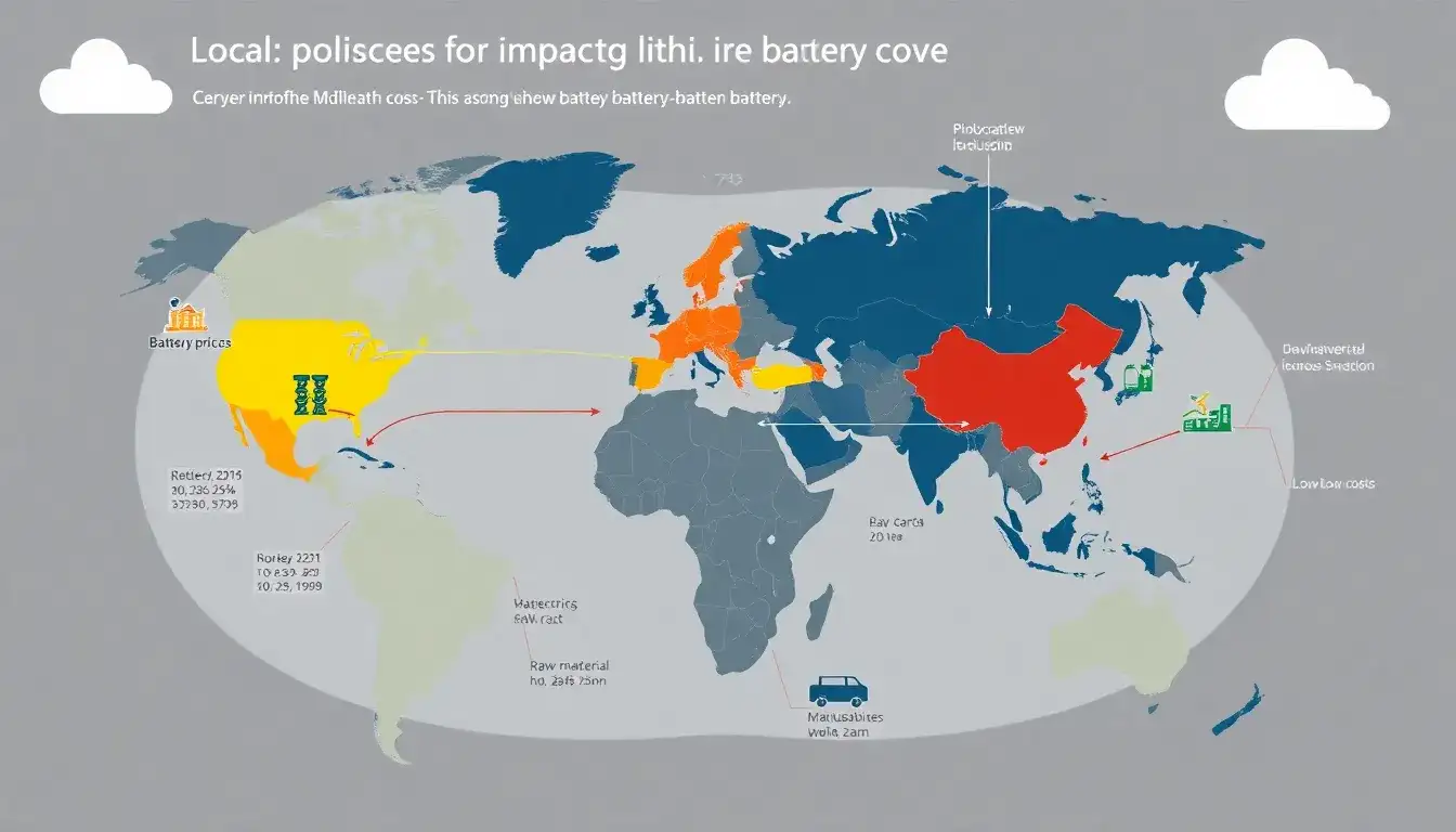 How do local policies impact the cost of lithium-ion batteries in different regions