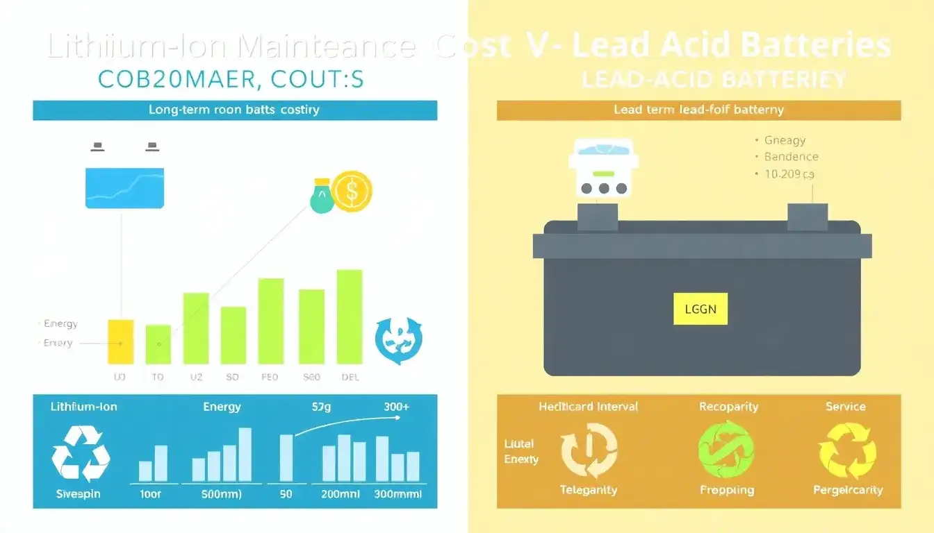 What are the long-term maintenance costs of lithium-ion batteries compared to lead-acid batteries