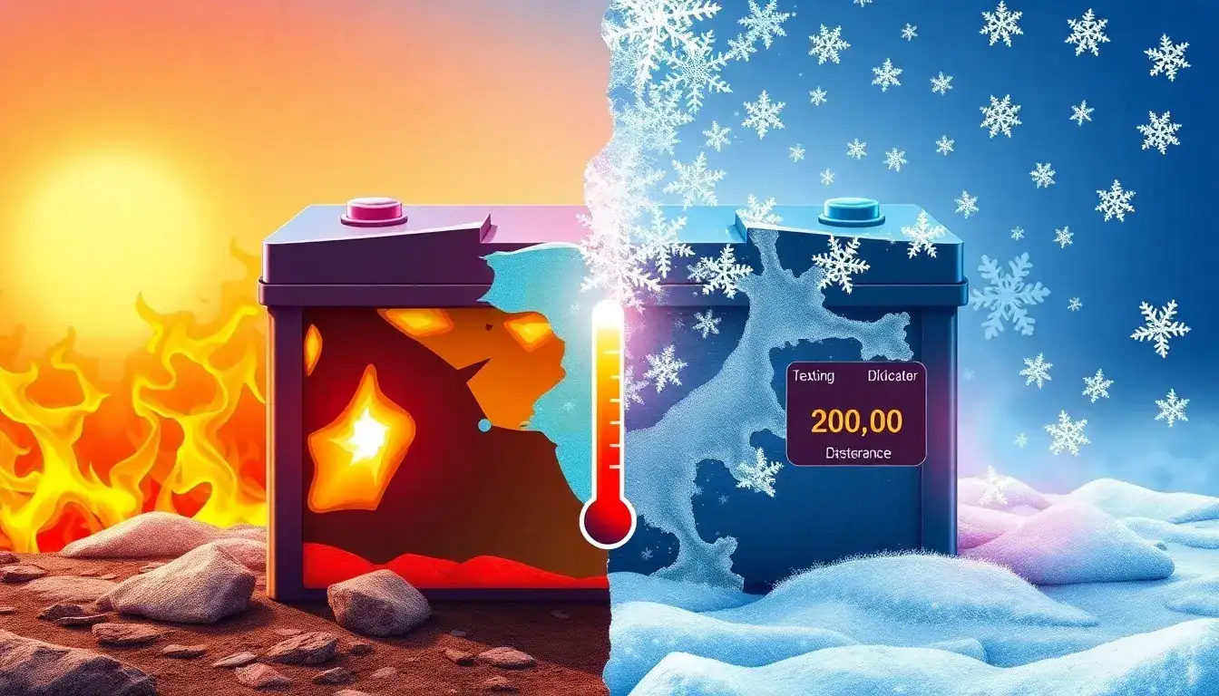 What are the signs that a lead battery is damaged by extreme temperatures