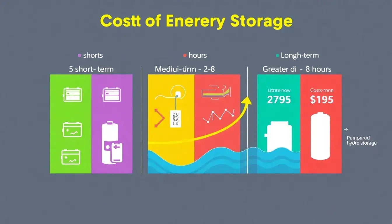 How do energy storage costs vary between different durations of battery storage