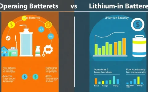 How do the operating costs of flow batteries compare to lithium-ion batteries