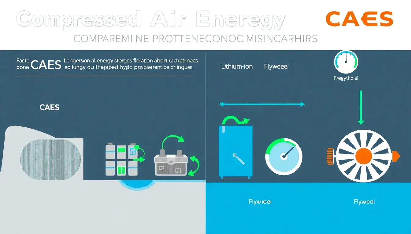 How does the efficiency of CAES compare to other long-duration storage technologies