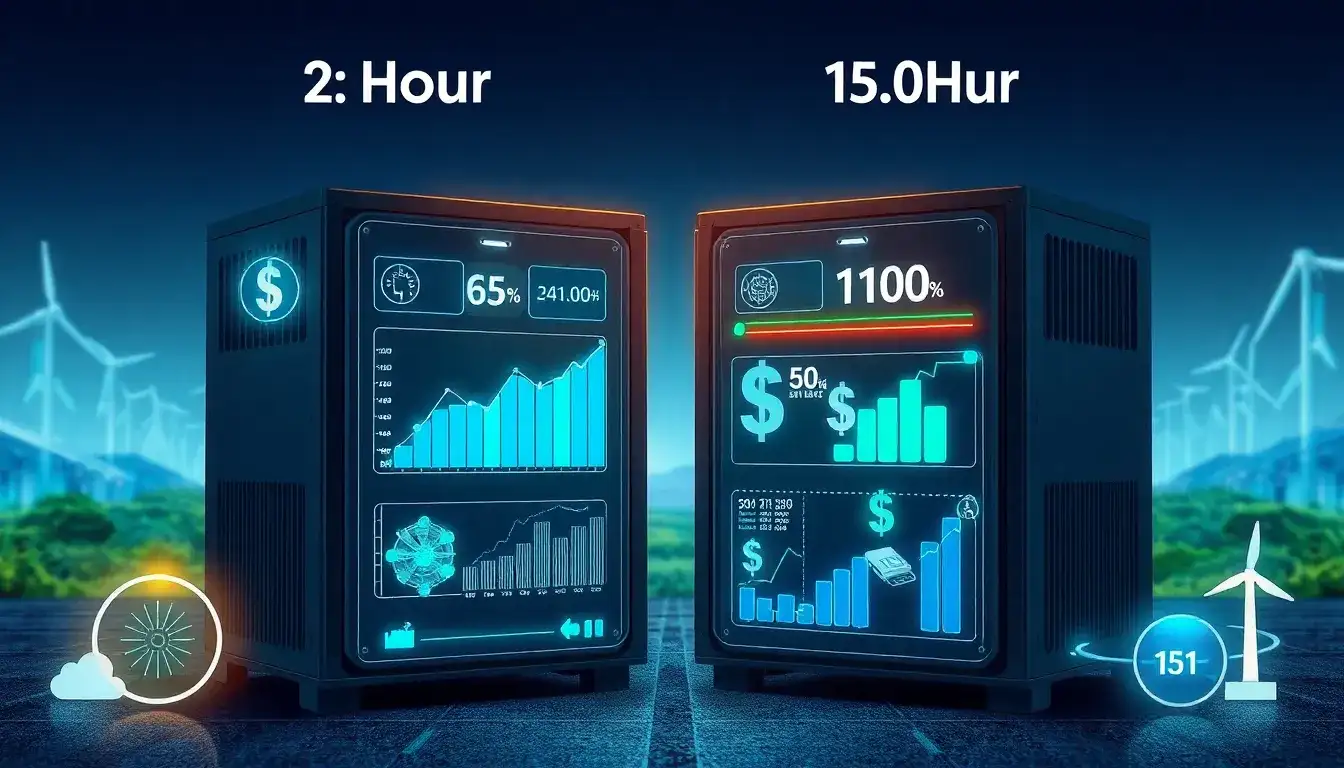 How do the cost projections for battery storage systems vary by duration, such as 2-hour versus 10-hour batteries