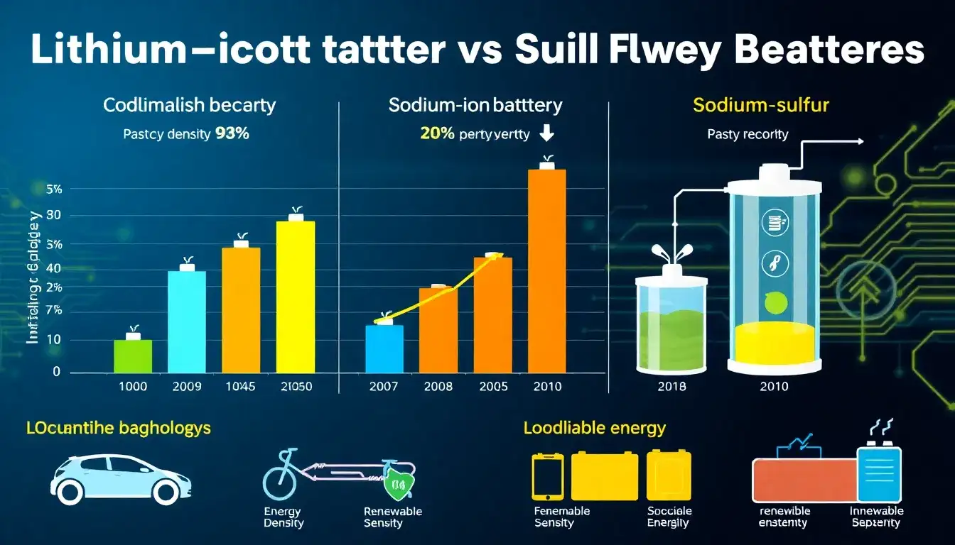 How do the costs of lithium-ion batteries compare to other battery technologies like sodium-sulphur or flow batteries