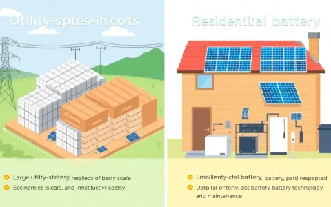 What are the main differences in the cost components between utility-scale and residential battery storage systems