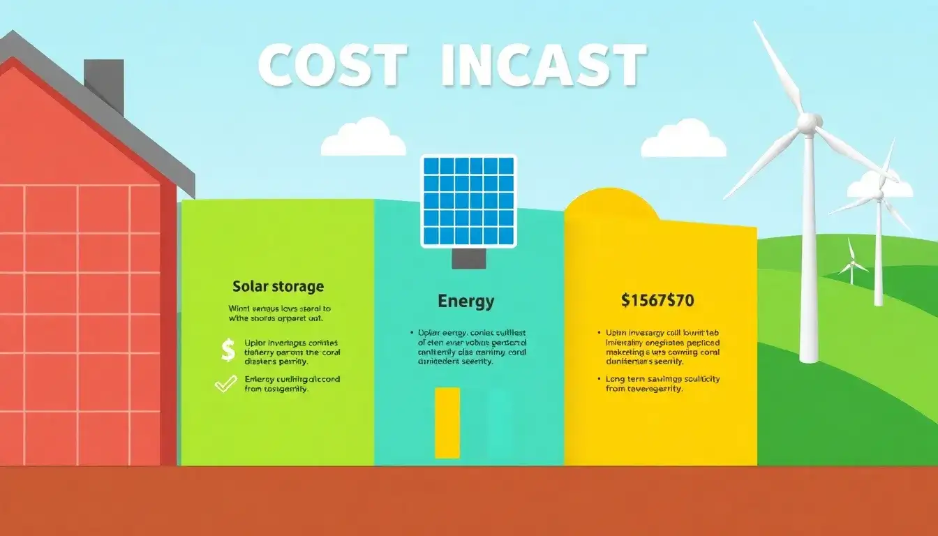 How do the costs of battery storage compare to those of solar and wind energy