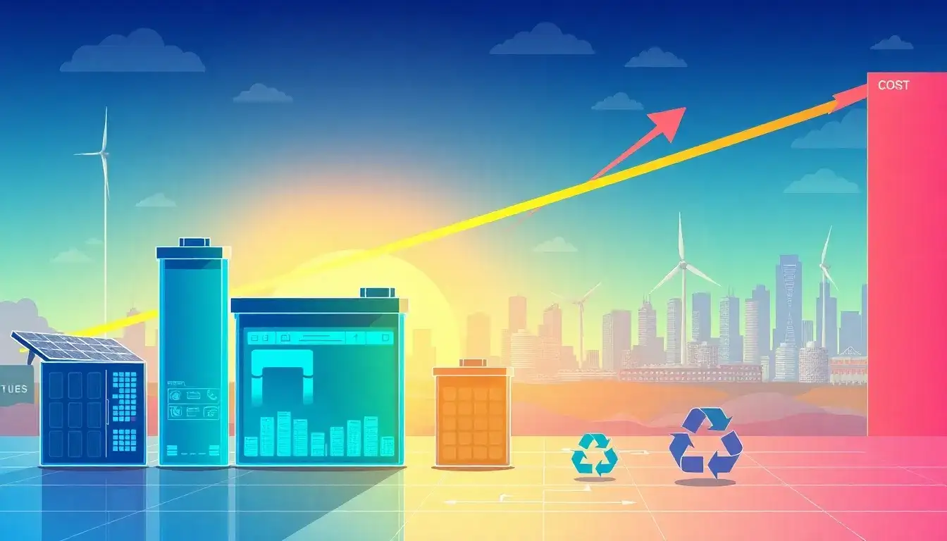 What are the projected cost reductions for battery storage over the next decade