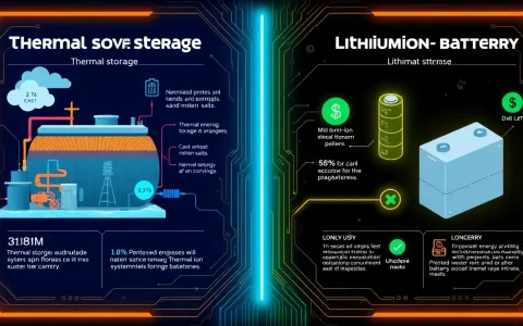 How do the costs of thermal energy storage compare to lithium-ion batteries