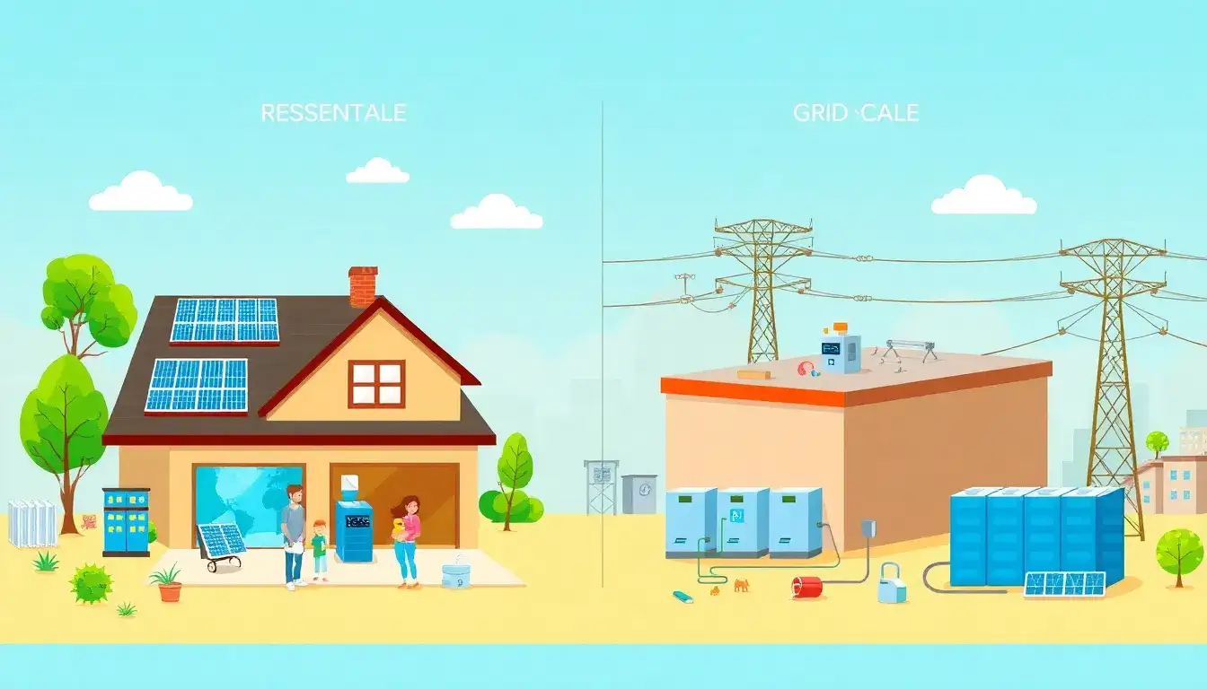 How do residential energy storage systems compare to grid-scale storage in terms of resilience