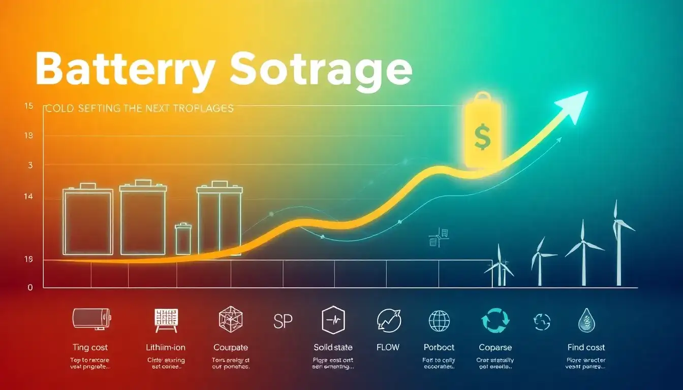 What are the projected cost trends for battery storage over the next decade