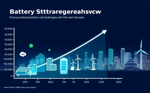 What are the projected cost trends for battery storage systems over the next decade
