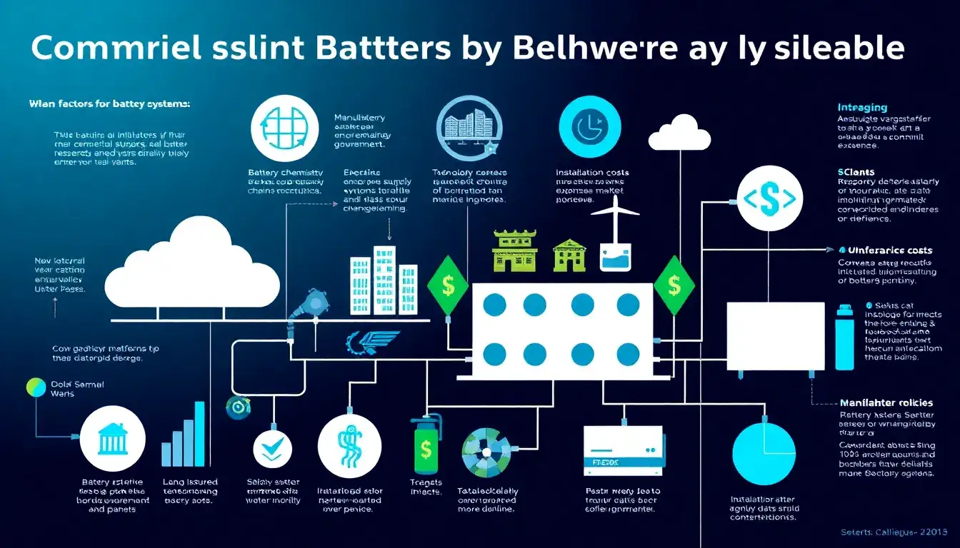 What are the main factors influencing the cost of commercial battery storage systems