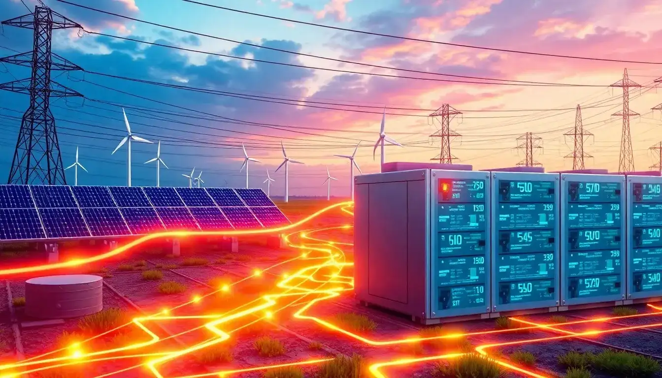 How do batteries help balance renewable energy sources with grid demand