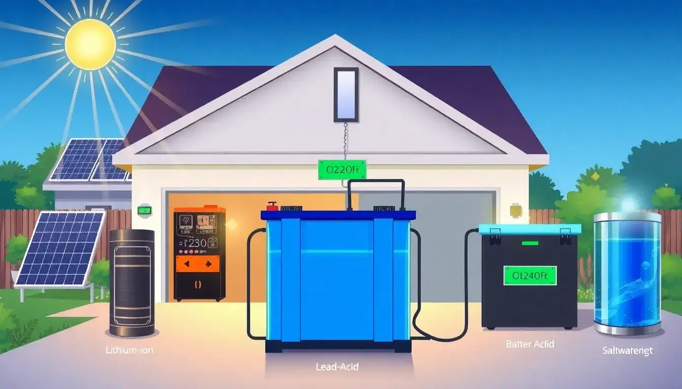 What are the main types of batteries used in residential energy storage systems