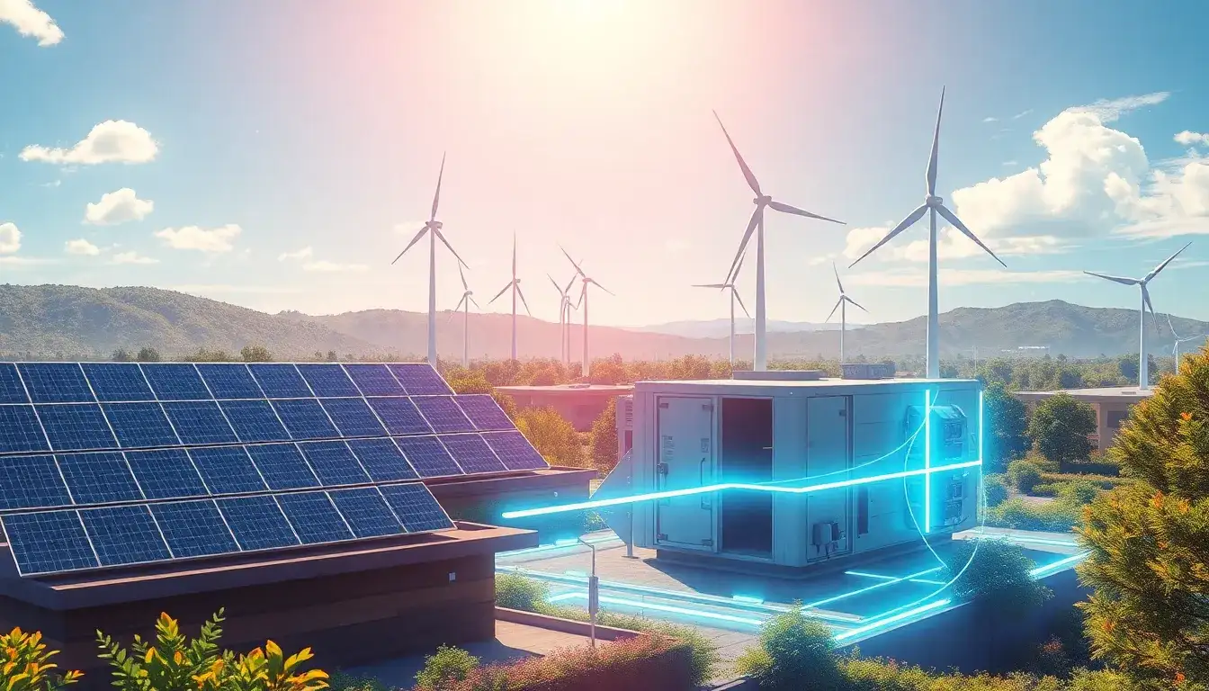 How do energy storage systems integrate with renewable energy sources like solar and wind