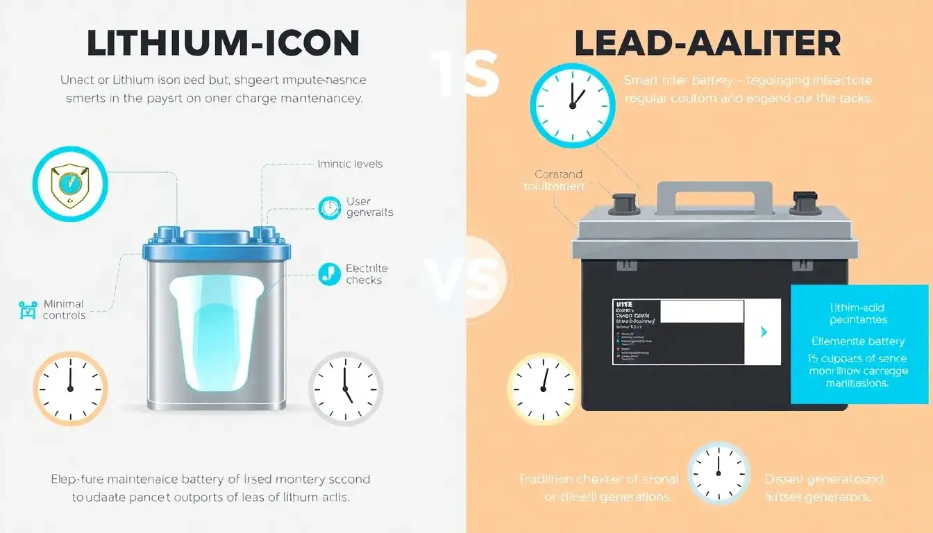 How does the maintenance requirement differ between lithium-ion and lead-acid batteries