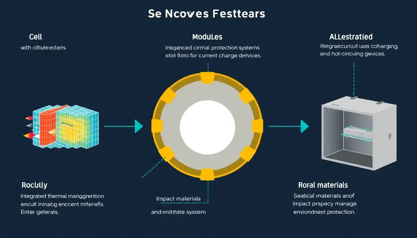 How do safety features at the cell, module, and enclosure levels work together to ensure safety