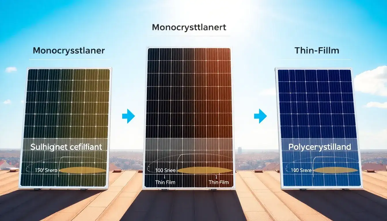 How do the efficiencies of different types of solar panels compare