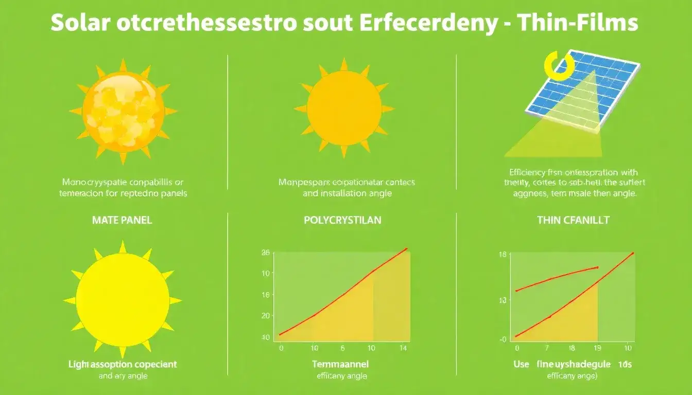 What factors contribute to the efficiency of different solar panel types