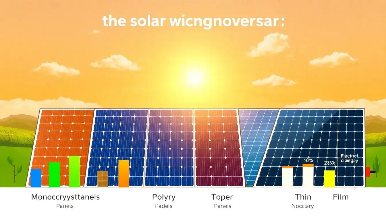 How does the type of solar panel material affect efficiency
