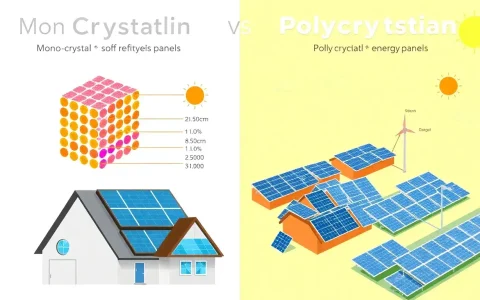 What are the main differences in efficiency between monocrystalline and polycrystalline solar panels