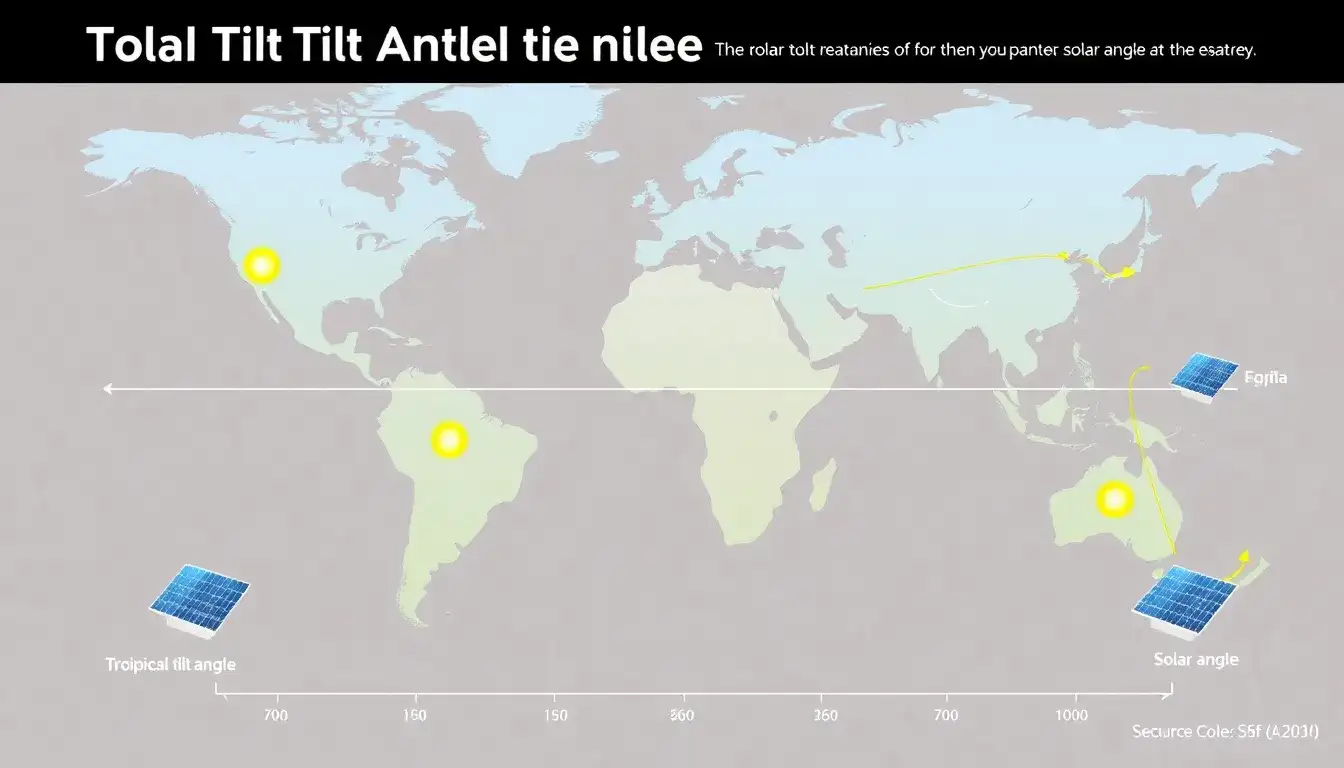 What is the ideal tilt angle for solar panels in different latitudes