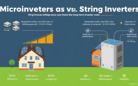 How does the cost of microinverters compare to string inverters over the long term
