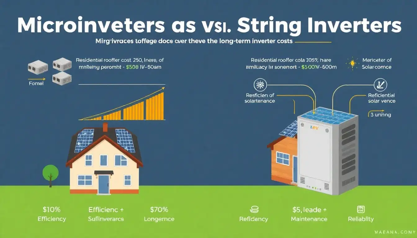 How does the cost of microinverters compare to string inverters over the long term