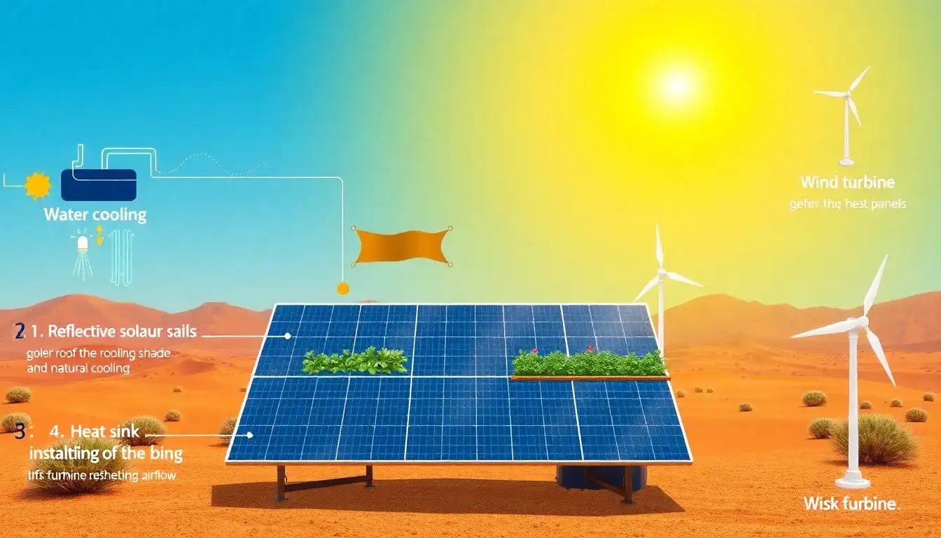 What are the best cooling methods for solar panels in hot climates