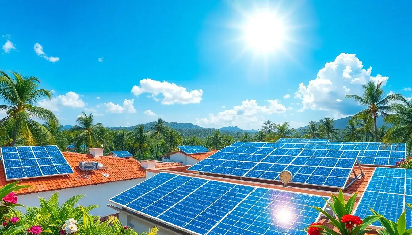 How does the temperature coefficient affect solar panel performance in hot climates