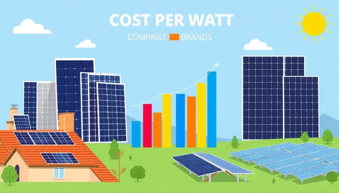 How does the cost per watt of different solar panel brands compare