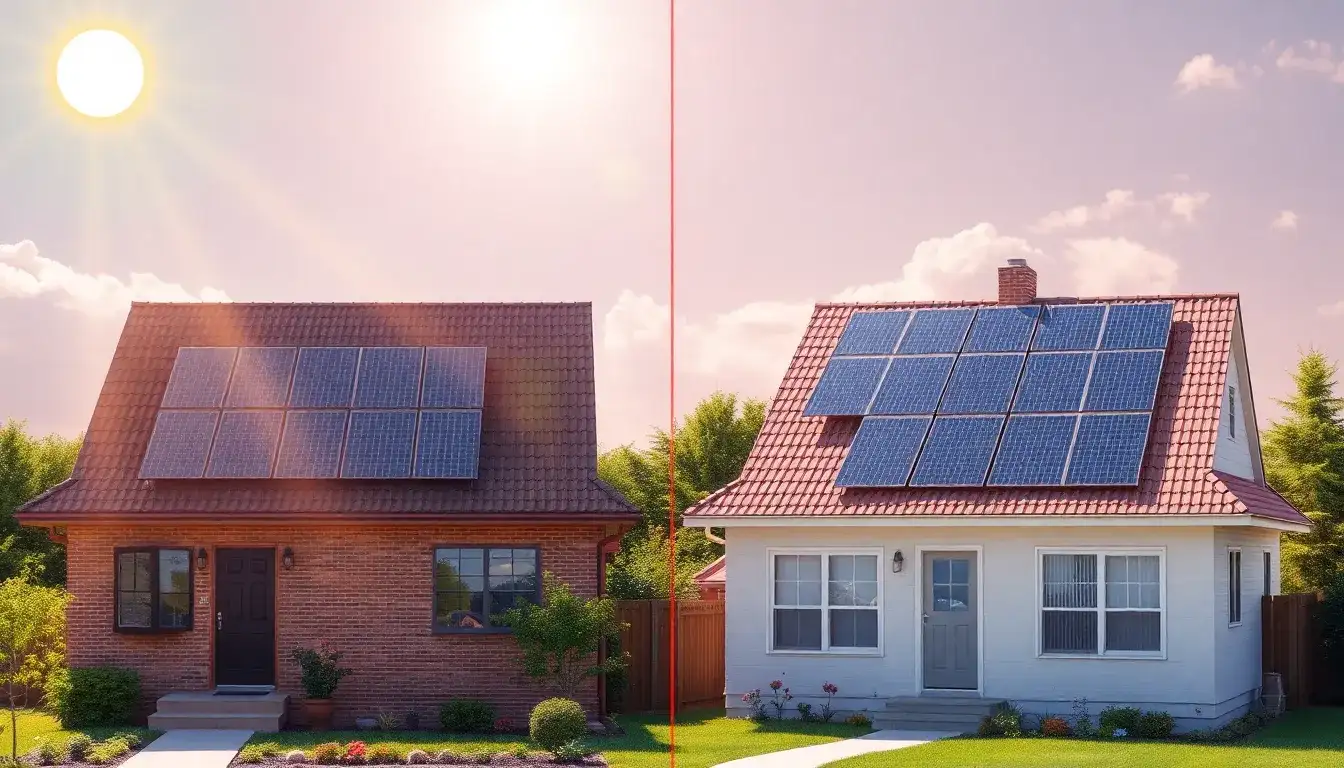 How does the color of a roof affect solar panel performance