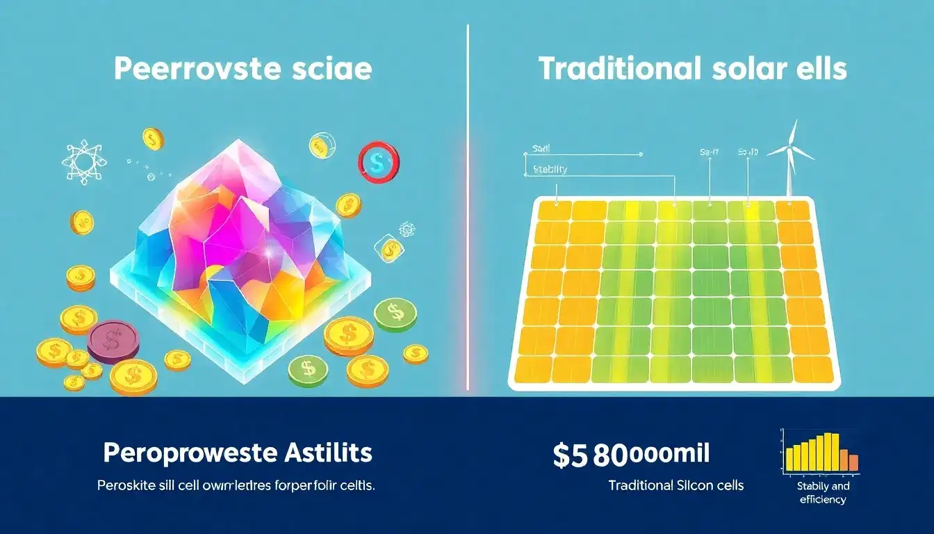 How do perovskite solar cells compare to traditional silicon cells in terms of cost and efficiency