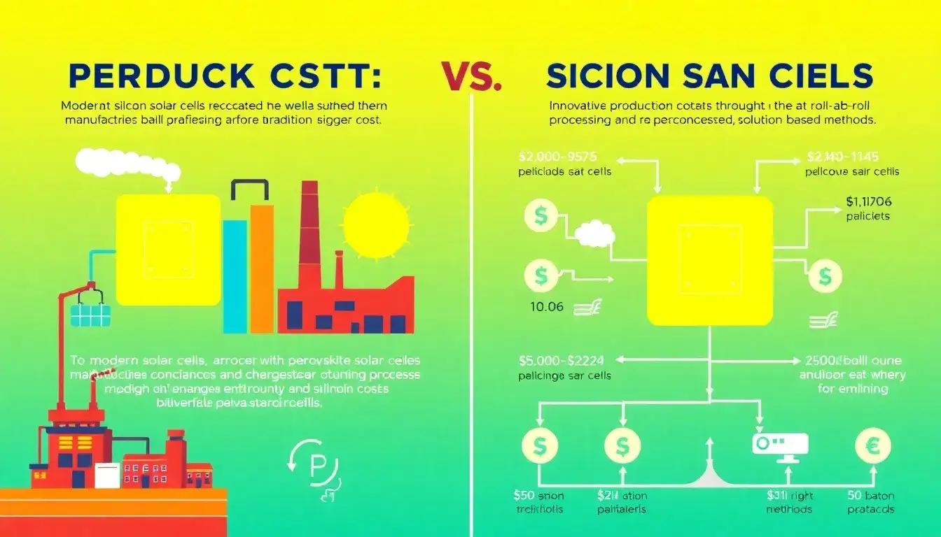 How do the production costs of perovskite solar cells compare to those of silicon solar cells