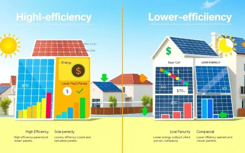 How does the cost of high-efficiency solar panels compare to lower-efficiency ones